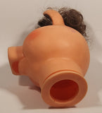 Pig Piggy Head with Brown Hair and Blue Eyes Doll Craft Head