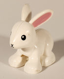 Lego Duplo Style White Bunny Rabbit 1 3/4" Plastic Toy Figure