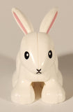 Lego Duplo Style White Bunny Rabbit 1 3/4" Plastic Toy Figure