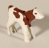 Playmobil Brown and White Calf Cow 2 1/8" Plastic Toy Figure