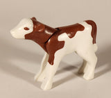 Playmobil Brown and White Calf Cow 2 1/8" Plastic Toy Figure