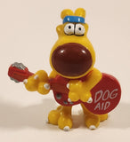 Vintage 1989 Grimmy Dog Aid Yellow Dog with Red Guitar 2 1/2" PVC Toy Figure