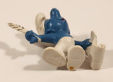 Vintage 1972 Schleich Peyo Smurfs Author Smurf with Feather Quill Dip Pen and Pad of Paper 2" PVC Toy Figure Made in W. Germany