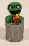 1988 Applause Muppets Sesame Street Oscar The Grouch in Trash Garbage Can Holding Apple 2 1/2" PVC Toy Figure
