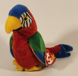 1997, 1998 TY Beanie Baby Jabber The Parrot 6" Toy Stuffed Plush New with Tag
