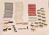 ERTL Farm Yard Play Set Mixed Lot of Fencing Horses Cows Chickens Farmer Troughs Toy Figures and Accessories