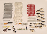 ERTL Farm Yard Play Set Mixed Lot of Fencing Horses Cows Chickens Farmer Troughs Toy Figures and Accessories