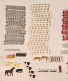 ERTL Farm Yard Play Set Mixed Lot of Fencing Horses Cows Chickens Farmer Troughs Toy Figures and Accessories