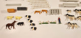 ERTL Farm Yard Play Set Mixed Lot of Fencing Horses Cows Chickens Farmer Troughs Toy Figures and Accessories