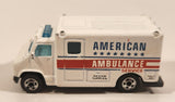 1989 Hot Wheels Workhorses American Ambulance White Die Cast Toy Car Emergency Paramedics Rescue Vehicle with Opening Rear Doors