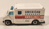 1989 Hot Wheels Workhorses American Ambulance White Die Cast Toy Car Emergency Paramedics Rescue Vehicle with Opening Rear Doors