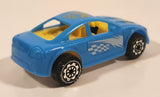 Unknown Brand Yellow Checker Design Blue Plastic Die Cast Toy Car Vehicle