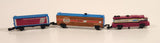 1989 Galoob Micro Machines Power Sounds Trains Great Plains Diesel Train Engine Locomotive with Zippy FE and Century Box Cars Miniature Toy Vehicle Set of 3