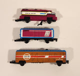 1989 Galoob Micro Machines Power Sounds Trains Great Plains Diesel Train Engine Locomotive with Zippy FE and Century Box Cars Miniature Toy Vehicle Set of 3
