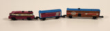 1989 Galoob Micro Machines Power Sounds Trains Great Plains Diesel Train Engine Locomotive with Zippy FE and Century Box Cars Miniature Toy Vehicle Set of 3