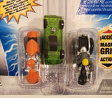 2005 Hot Wheels Micro Madnetics Green Car Orange Motorcycle and Silver Motorcycle Magnetic Die Cast Toy Car Vehicles New in Package