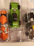 2005 Hot Wheels Micro Madnetics Green Car Orange Motorcycle and Silver Motorcycle Magnetic Die Cast Toy Car Vehicles New in Package
