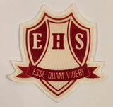 Vintage EHS Esquimalt High School British Columbia "Esse Quam Videri" White and Red Crest Felt Fabric Patch