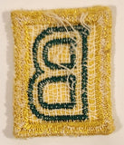 Green Letter B on Yellow Embroidered Fabric Patch