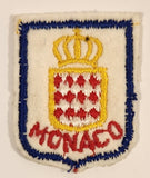 Monaco Coat of Arms Crest White Embroidered Fabric Patch