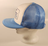 Vintage Penner Livestock Ltd. We'll Moo-ve Yours Coaldale, Alberta Light Blue and White Snapback Mesh Trucker Cap Hat