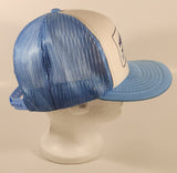 Vintage Penner Livestock Ltd. We'll Moo-ve Yours Coaldale, Alberta Light Blue and White Snapback Mesh Trucker Cap Hat