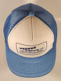Vintage Penner Livestock Ltd. We'll Moo-ve Yours Coaldale, Alberta Light Blue and White Snapback Mesh Trucker Cap Hat