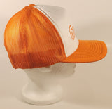 Vintage Goodall Rubber Company Orange and White Snapback Mesh Trucker Cap Hat