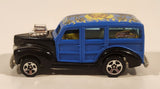 2003 Hot Wheels Wild Wave '40s Woody Black and Blue Die Cast Toy Car Vehicle
