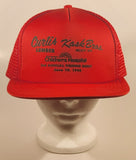Vintage British Columbia Children's Hospital 2nd Annual Fishing Derby June 10, 1990 Curtis Lumber Kask Bros. Ready Mix Red Snapback Mesh Trucker Cap Hat
