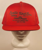 Vintage British Columbia Children's Hospital 2nd Annual Fishing Derby June 10, 1990 Curtis Lumber Kask Bros. Ready Mix Red Snapback Mesh Trucker Cap Hat