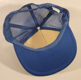 Vintage Harrold's Club Or Bust Reno Nevada Blue and White Snapback Mesh Trucker Cap Hat