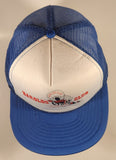 Vintage Harrold's Club Or Bust Reno Nevada Blue and White Snapback Mesh Trucker Cap Hat