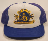 Vintage QCWA Quarter Century Wireless Association Blue and White Snapback Mesh Trucker Cap Hat