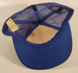 Vintage QCWA Quarter Century Wireless Association Blue and White Snapback Mesh Trucker Cap Hat