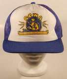 Vintage QCWA Quarter Century Wireless Association Blue and White Snapback Mesh Trucker Cap Hat
