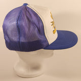 Vintage QCWA Quarter Century Wireless Association Blue and White Snapback Mesh Trucker Cap Hat