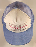 Vintage Retired Light Blue and White Snapback Mesh Trucker Cap Hat