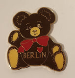 HLR Berlin Brown Teddy Bear with Red Bow 1 5/8" x 1 7/8" Enamel Metal Fridge Magnet