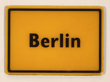 HLR Berlin Germany Yellow City Limits Road Sign 1 3/8" x 3" Rubber Fridge Magnet