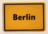 HLR Berlin Germany Yellow City Limits Road Sign 1 3/8" x 3" Rubber Fridge Magnet