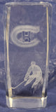 NHL Montreal Canadiens Logo and Player Laser Etched 4 3/4" Clear Glass Paper Weight