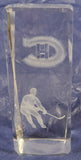 NHL Montreal Canadiens Logo and Player Laser Etched 4 3/4" Clear Glass Paper Weight