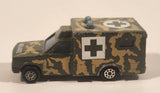 Majorette Sonic Flashers No. 255 Ambulance Military Army Camouflage Green 1/60 Scale Die Cast Toy Car Vehicle - Blue Lights