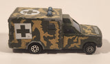 Majorette Sonic Flashers No. 255 Ambulance Military Army Camouflage Green 1/60 Scale Die Cast Toy Car Vehicle - Blue Lights