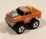 1987 Road Champs Datsun Dragster Pickup Truck Orange Micro Mini Die Cast Toy Car Vehicle