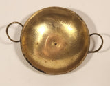 Vintage Dollhouse Miniature Double Handed Skillet Pan 1 3/4" Brass Metal Ornament