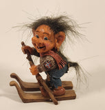 Vintage Norwegian Troll On Skis 3 1/4" Resin Figurine