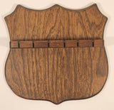 Vintage 6 Slot Souvenir Collector Spoon Crest Shaped Wooden Display Rack Wall Hanging