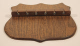 Vintage 6 Slot Souvenir Collector Spoon Crest Shaped Wooden Display Rack Wall Hanging